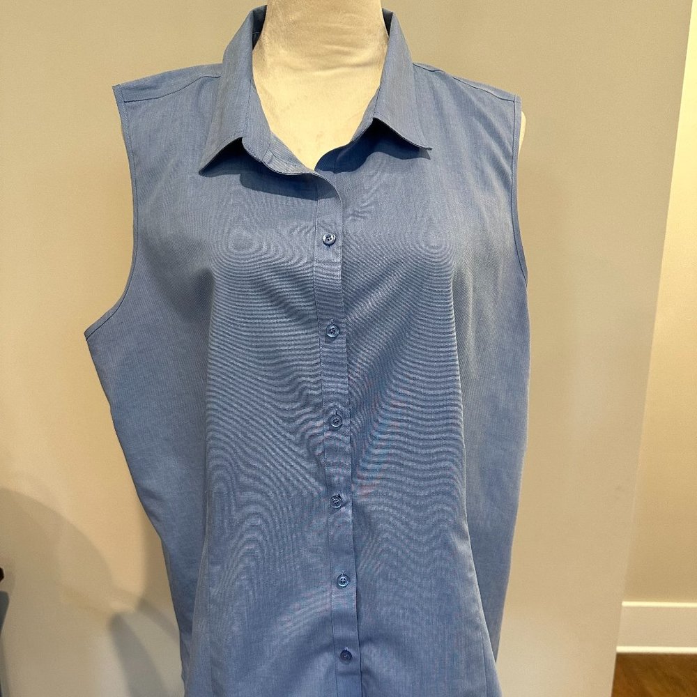 Talbots Sleeveless Button Down Blouse - Blue - Size XL